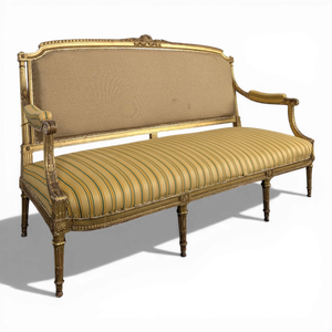 Napoleon III Louis XVI Style Sofa in Gilded Wood