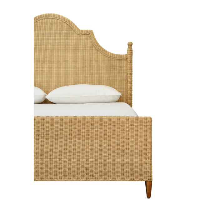 Worlds Away Matthew Izzo Home Chamberlain King Arched Headboard, Side Rails, and Footboard in Rattan With Wood Feet For Sale - Image 4 of 8
