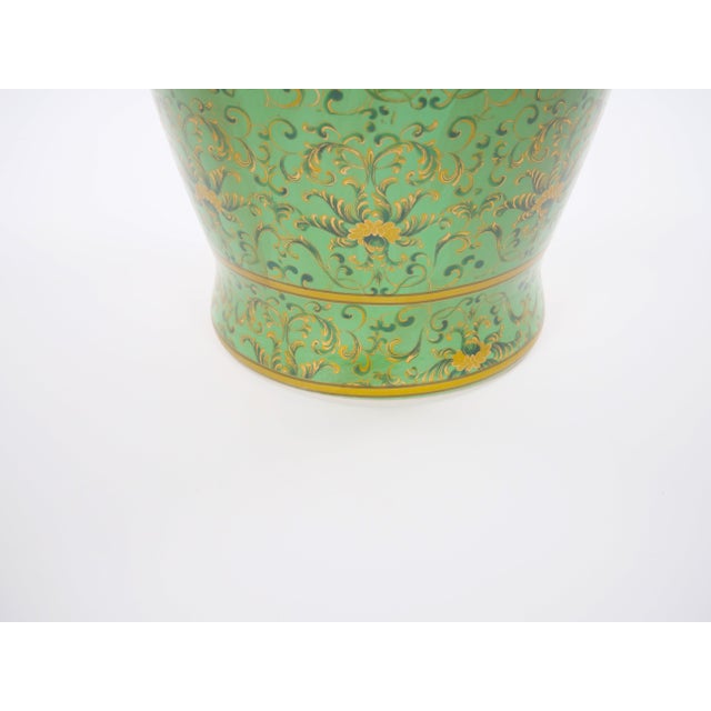 Metal Large 20th Century Chinese Export Hand-Painted Enameled Lidded Decorative Urn For Sale - Image 7 of 10