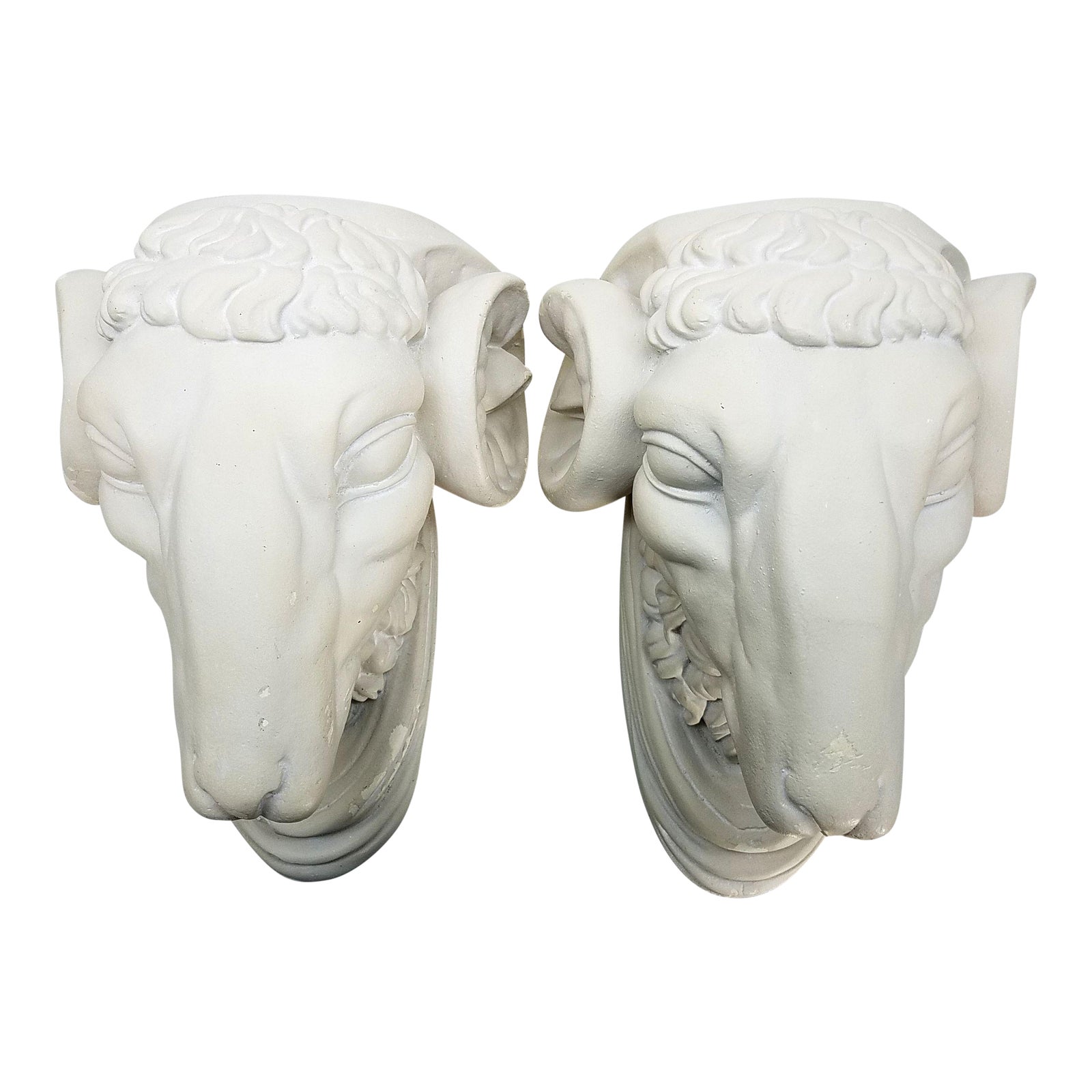 French Ram Head Wall Sculpture A Pair Chairish