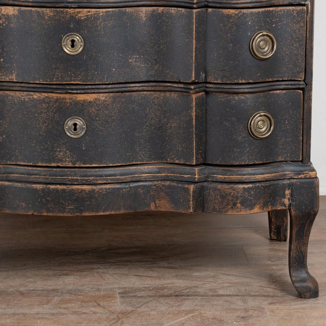 Late 18th Century Danish Black Painted Oak Rococo Chest of Four Drawers For Sale - Image 14 of 15