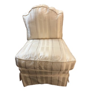 Vintage Slipper Chair W/ Silk Fabric For Sale