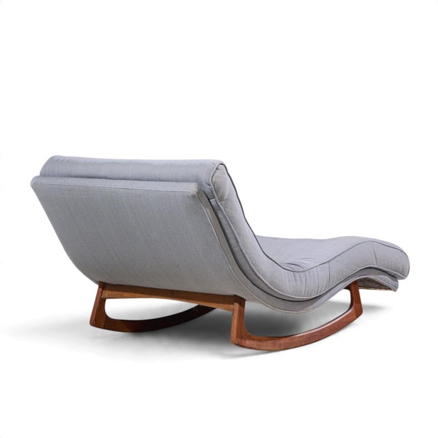 Wood Adrian Pearsall for Craft Associates Mid Century Walnut Rocking Wave Chaise Lounge Chair For Sale - Image 7 of 9