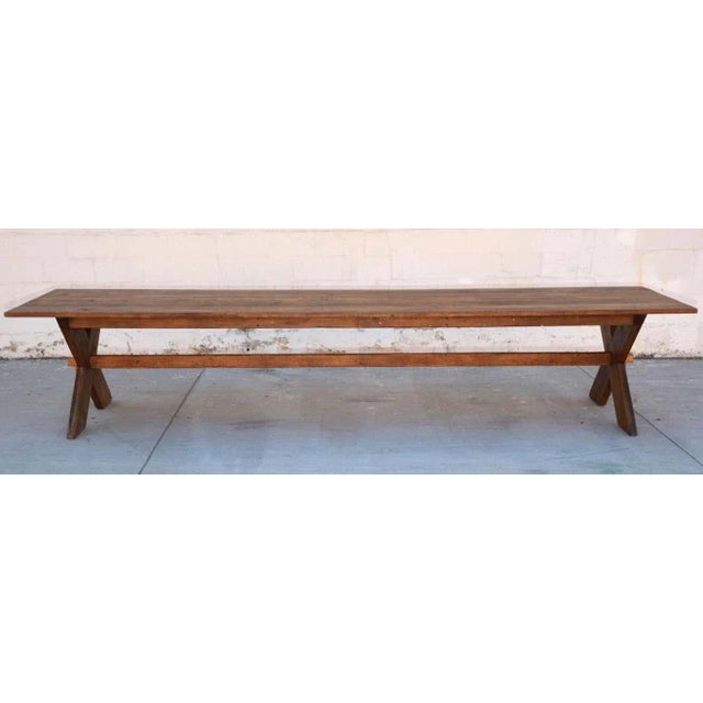 Wood X-Trestle Table in Reclaimed Heart Pine by Petersen Antiques For Sale - Image 7 of 13