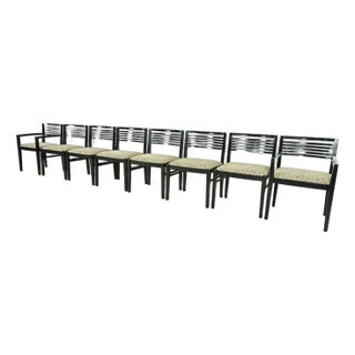 Knoll Postmodern Black Lacquered Ricchio Dining Chairs, Set of Eight For Sale