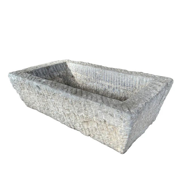 This stone trough is retrieved from the village in northern China. It is hand carved out one piece of stone and hand...