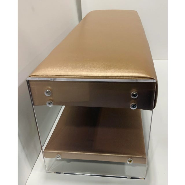 2020s Modern Rose Gold Leather and Acrylic Bench For Sale - Image 5 of 6