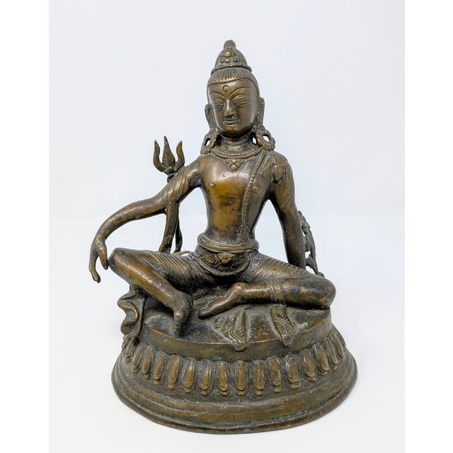 Asian Antique Antique Nepalese Bronze Statue: Tara in Rajalilasana For Sale - Image 3 of 7