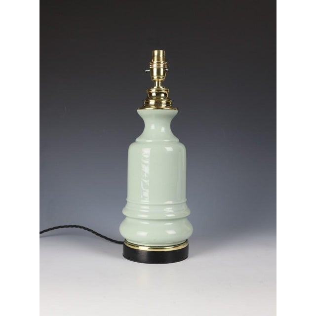 Late 19th Century Victorian French Celadon Glazed Ceramic Oil Lamp, 1890 For Sale - Image 5 of 10