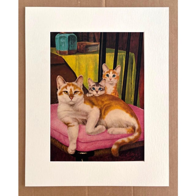 Realism Vintage 1965 Girard Goodenow Cat Print in 16x20 Mat: Domestic Shorthair, EUC For Sale - Image 3 of 3