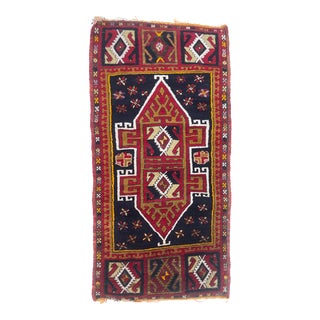 Vintage Turkish Rug with Reds, Indigo, Chestnut & Tangerine 1.9 x 3.4 For Sale