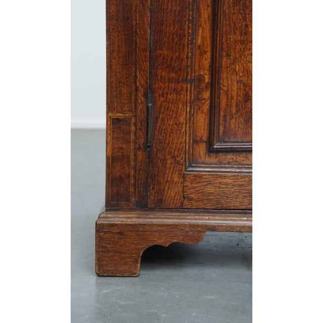 Brown Antique English 2-Door Cupboard with Intarsia Marquetry, 18th Century For Sale - Image 8 of 14