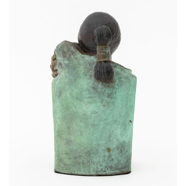 Native American Jean Juhlin "Mother & Child" Patinated Bronze Sculpture For Sale - Image 3 of 11