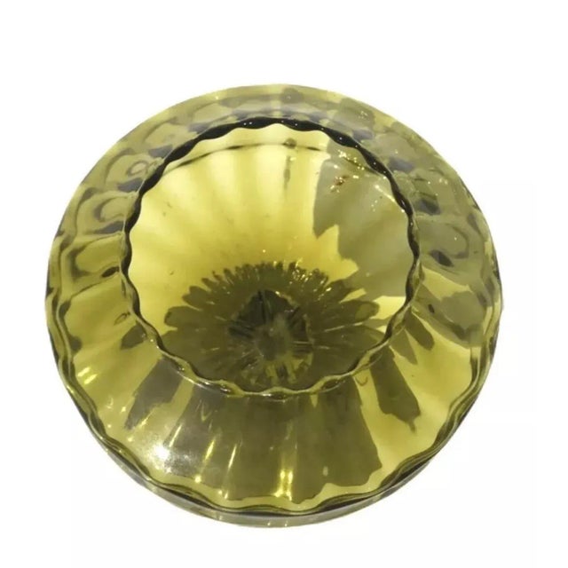 1960s Vintage Mid Century Modern Italian Empoli Blown Glass Apothecary Jar Green Italy. For Sale - Image 5 of 7