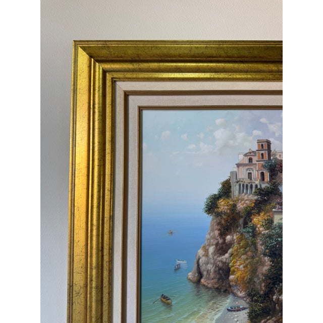 Vintage "Vico Equense" Italy Mediterranean Impressionist Oil Painting on Canvas - Framed For Sale - Image 9 of 15