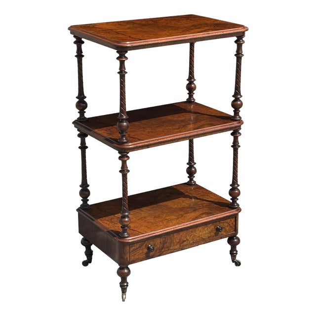 Antique Victorian Three-Tier Whatnot in Walnut, C1880 For Sale