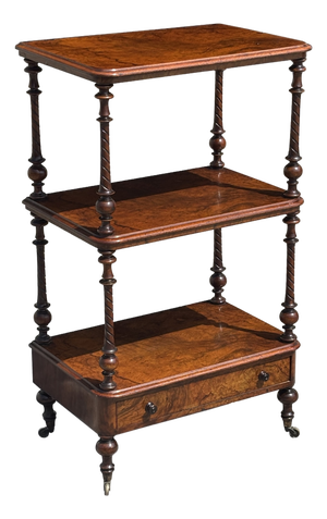 Antique Victorian Three-Tier Whatnot in Walnut, C1880
