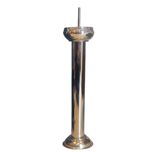 Large Vintage Chrome-Plated Metal Standing Ashtray, 1970s For Sale