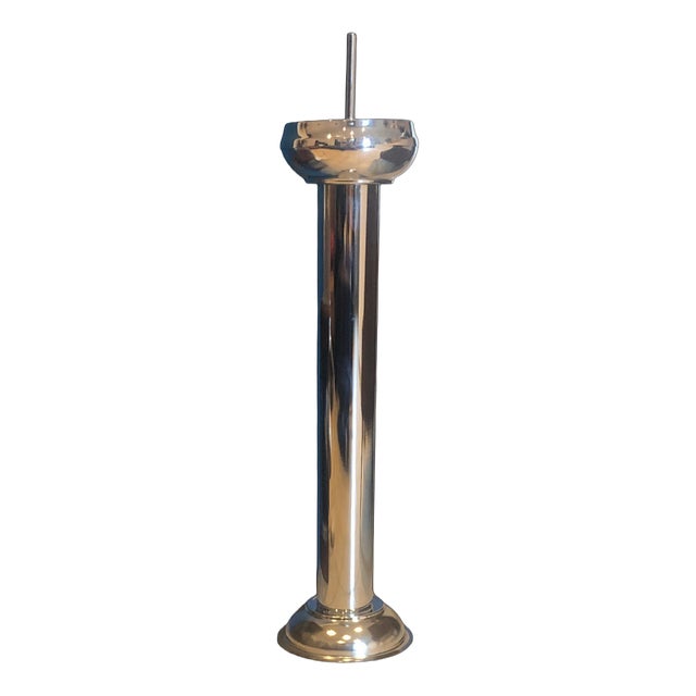 Large Vintage Chrome-Plated Metal Standing Ashtray, 1970s For Sale