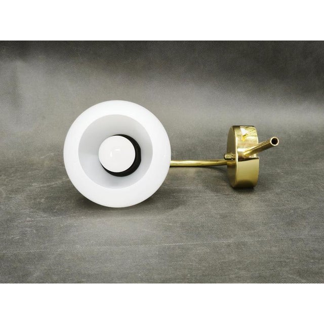 Vintage Brass and Opaline Glass Wall Lights by Kamenický Šenov, 1970s, Set of 3 For Sale - Image 6 of 16