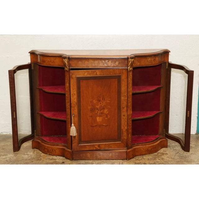 English Pair of Rare Antique Walnut English Console Tables or , Cabinets. For Sale - Image 3 of 6