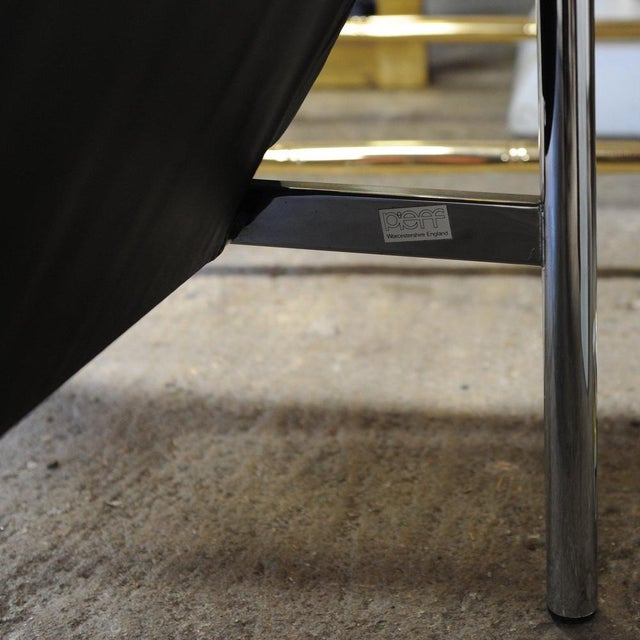 Vintage Pieff Kadia Three-Seater Sofa in Black Leather and Chrome by Tim Bates, 1970s For Sale - Image 3 of 13