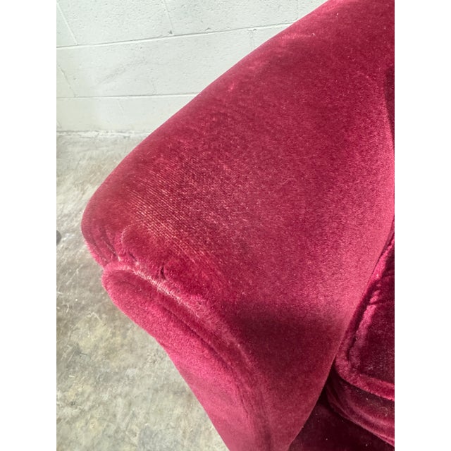 Deep Red Maroon Mohair Armchair Claw Feet For Sale - Image 10 of 12