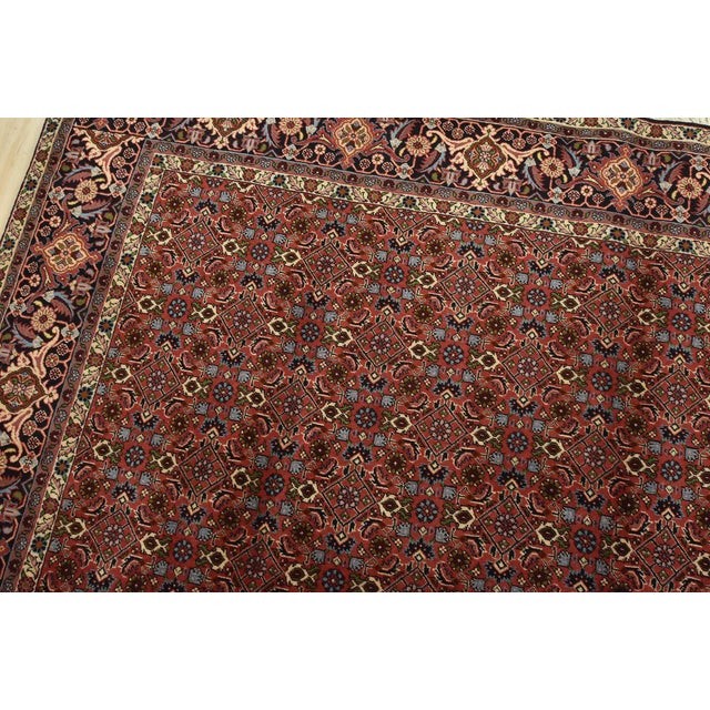 Bidjar Rug 8’2” X 8’5” Red Wool Vintage Traditional Hand-Knotted Carpet For Sale In Philadelphia - Image 6 of 13