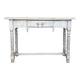 Rustic Antique Farmhouse Harvest Spanish Table With Drawer For Sale