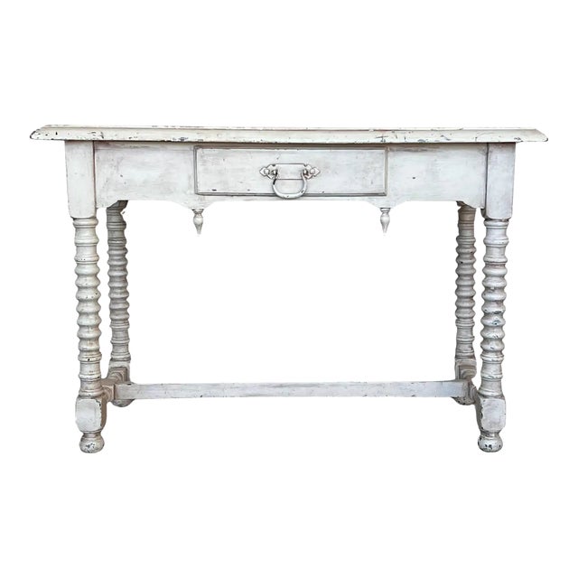 Rustic Antique Farmhouse Harvest Spanish Table With Drawer For Sale