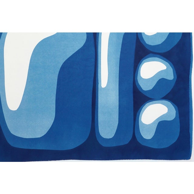 Blue Pieces of a Set, Handmade Monotype Cyanotype in Blue Tones, Abstract Geometric Print on Watercolor Paper by Kind of Cyan For Sale - Image 8 of 8