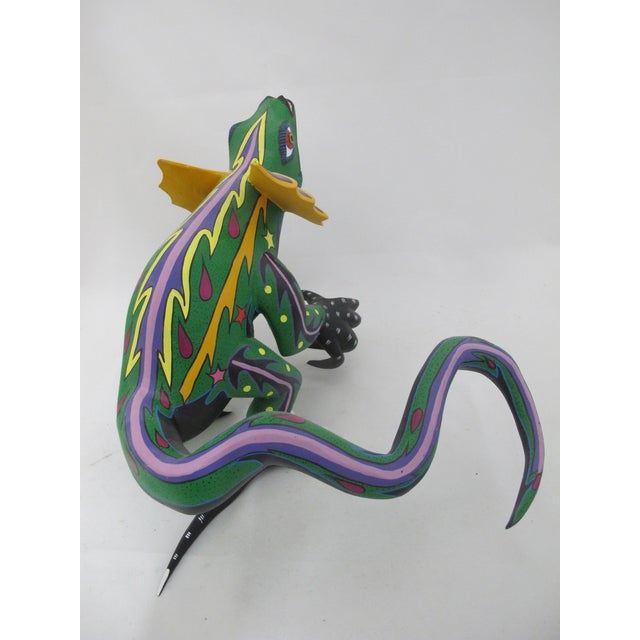 Oaxacan Alebrije Lizard Wood Carving Mexico Folk Art Figure Sculpture For Sale - Image 14 of 17