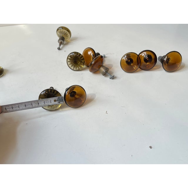 Vintage Swedish Green and Amber Glass Knobs, 1960s, Set of 10 For Sale - Image 6 of 11