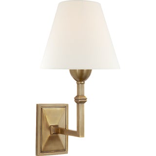 Alexa Hampton for Visual Comfort Signature Jane Wall Sconce in Hand-Rubbed Antique Brass with Linen Shade For Sale