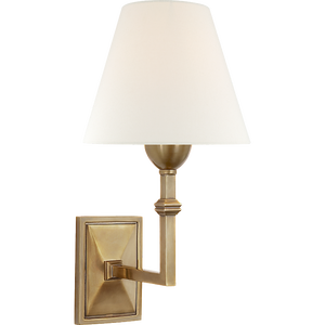 Alexa Hampton for Visual Comfort Signature Jane Wall Sconce in Hand-Rubbed Antique Brass with Linen Shade
