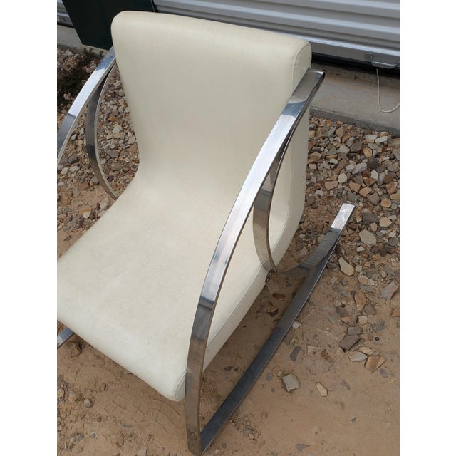 Mid-Century Modern Late 20th Century Contemporary Modern Knoll Style Rocking Chair, Chrome and Leather For Sale - Image 3 of 12