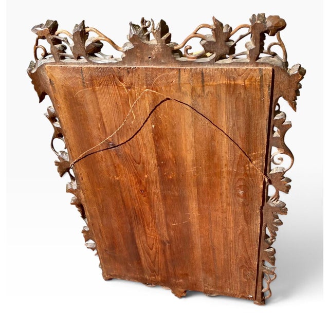 Black Forest Hand Carved Walnut Mirror Vines Leaves Berrys For Sale - Image 9 of 17