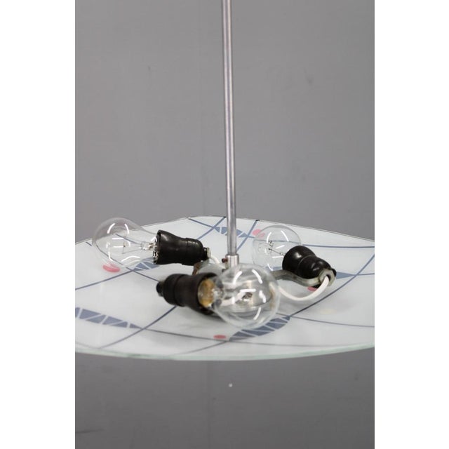 Mid-Century Pendant in Chromed Metal and Glass, Former Czechoslovakia, 1970s For Sale - Image 3 of 9