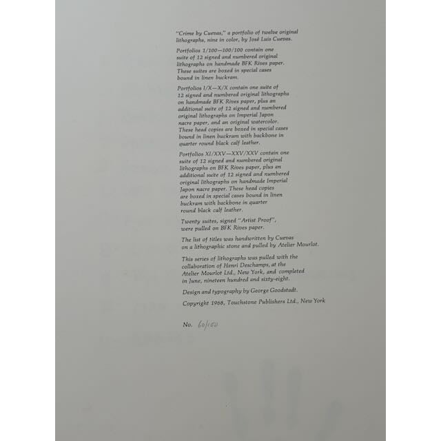 Mexican 1960s Original José Luis Cuevas Limited Edition Lithograph Portfolio 'Crime by Cuevas', Signed For Sale - Image 3 of 17