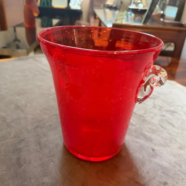 1970s 1970s Modern Red Murano Glass Wine Cooler, Hand-Crafted, Italy For Sale - Image 5 of 13