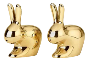Italian Brass Rabbit Salt and Pepper by Ghidini 1961, Set of 2