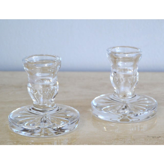 1970s Pair of Waterford Marked Clear Crystal Candle Holders Candlesticks Ireland, 1970 For Sale - Image 5 of 12