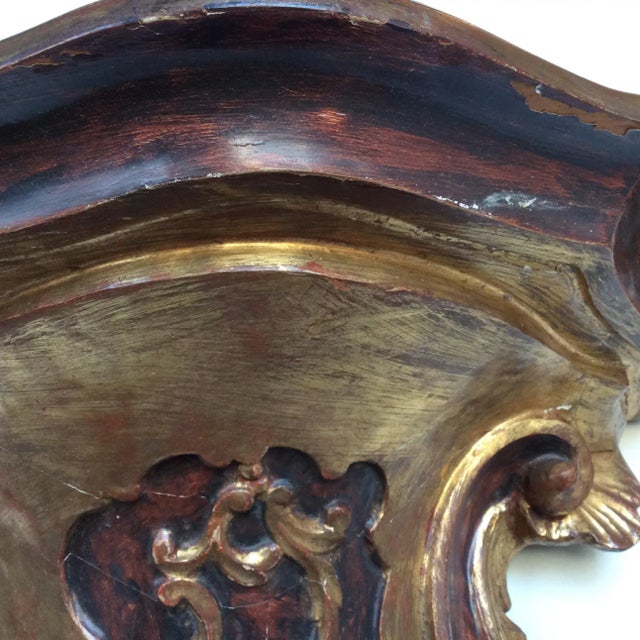 Wood 18th Century Style Gold & Brown Giltwoood Brackets - a Pair For Sale - Image 7 of 11