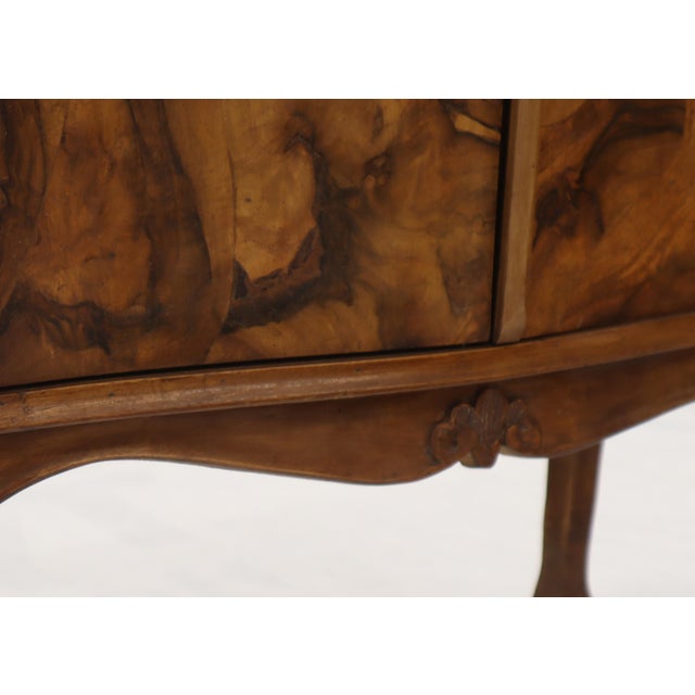 Mid-Century Modern Italian Patch Olive Burl Wood Bombe Shape Hall Cabinet Console Cabinet Credenza For Sale - Image 3 of 15