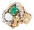 Mid-Century Brutalist Carved Emerald, Baroque Pearl, and 14k Gold Cocktail Ring For Sale
