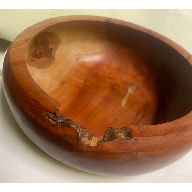 Rustic Mid 20th Century Hand-Carved Redwood Live Edge Burl Salad Bowl, Rustic Folk Art For Sale - Image 3 of 8