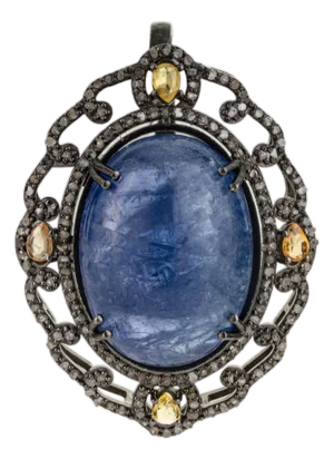 Sterling Silver 925 Pendant Featuring Tanzanite, Yellow Sapphire & Diamonds