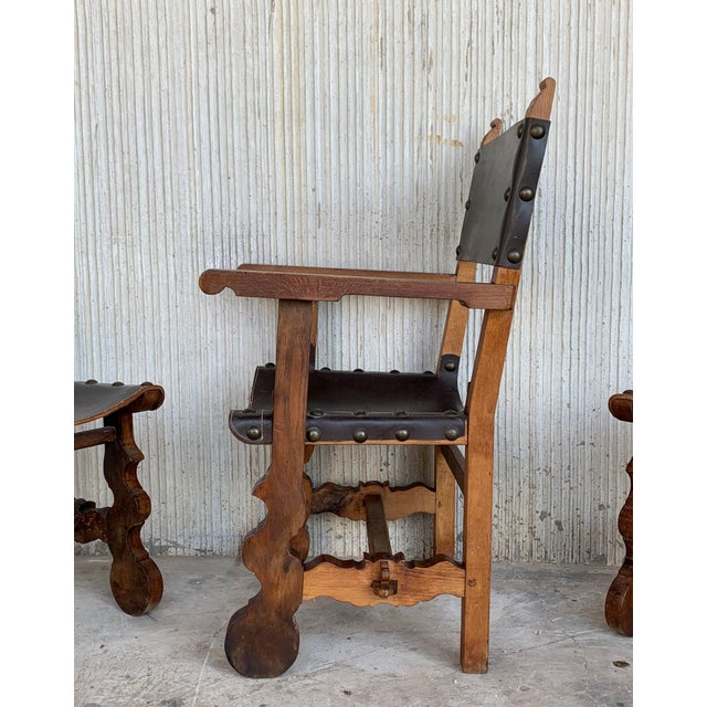 Mid 19th Century 19th Century Set of Spanish Colonial Armchair and Two Chairs For Sale - Image 5 of 11