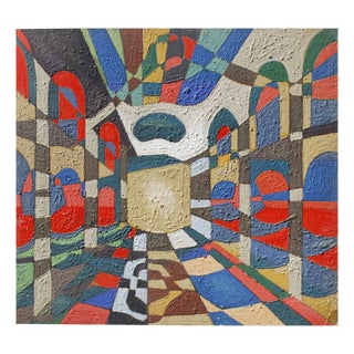 Jean Besnard, Abstract Composition, Oil on Panel, 1983 For Sale