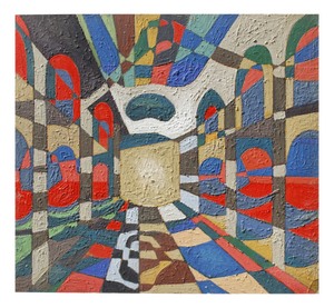 Jean Besnard, Abstract Composition, Oil on Panel, 1983